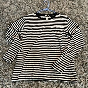 H&M Black and White Striped Long Sleeve Shirt